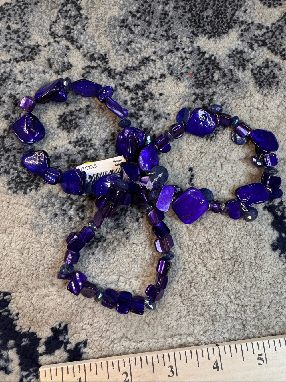 Purple Beaded Stretch Bracelet Set - Women Jewelry